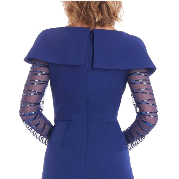 JS Collections Sequined Pintuck Jumpsuit in Blue, Size 4 New w/Tag, Retail $298 - Picture 6 of 14